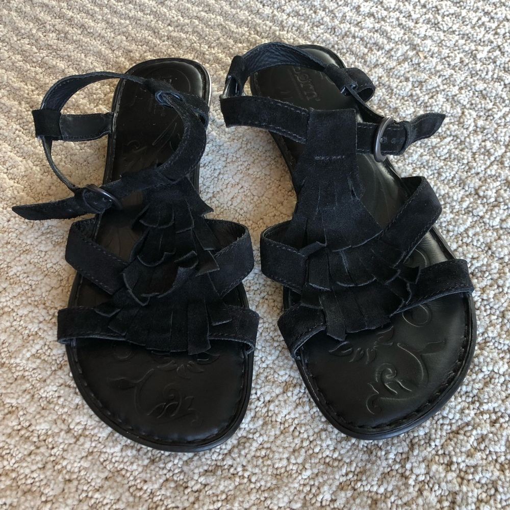 Born Suede Leather Fringe Sandals